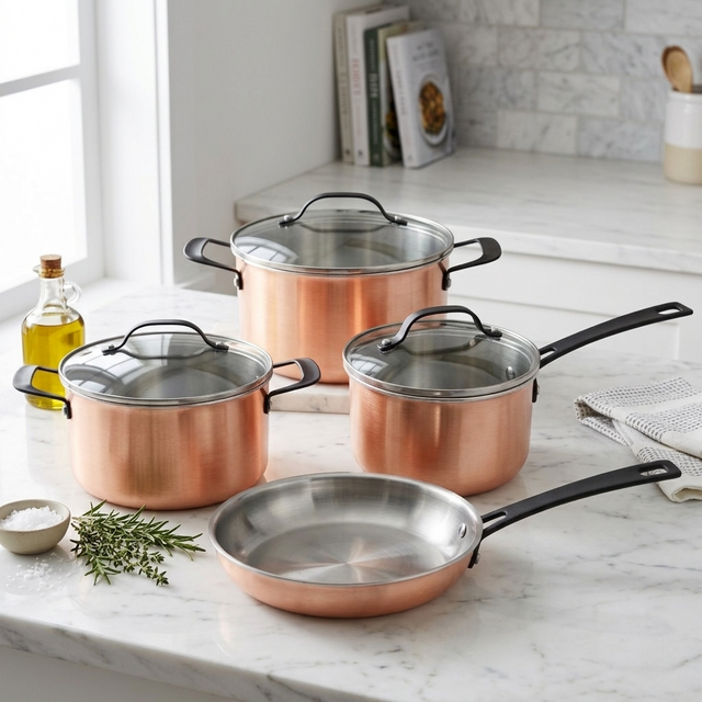 Wholesale Delicate Appearance Multi Function Tri-ply Copper Stainless Steel Cookware Stainless Steel Saucepan Soup & Stock Pots With Lids