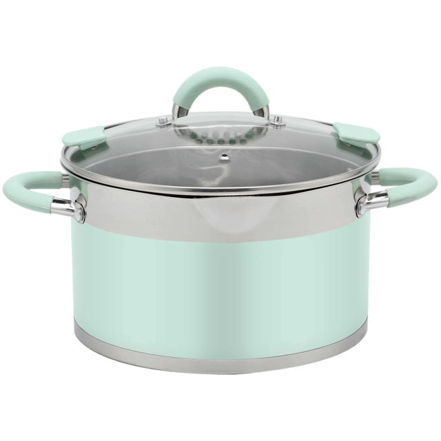 Factory Supply Stainless Steel Pots and Pans 10 PCS Cookware Set With Stainless Steel + Silicone Handle and Lid Brazed Bottom Cookware Set Pots Casserole
