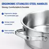 Factory Supply Stainless Steel Shallow Pot Set With Stainless Steel Handle & Glass Lid Brazed Bottom Shallow Pot
