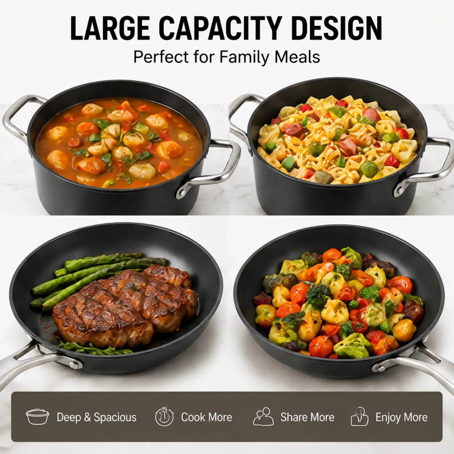 Factory New Arrival 11 Piece High Quality Wholesale Carbon Steel Pots and Pans Cookware Set Saucepan Frying Pan with Handle