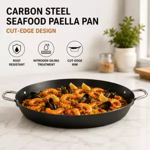Factory New Arrival Exclusive Design Seasoned Carbon Steel 30/34/38/40cm Paella Pan Naturally Non Stick Pans Skillets