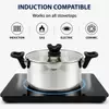 Factory Supply Stainless Steel Casserole Pots With Bakelite Handle and Tempered Glass Lid Brazed Bottom Pots Casserole
