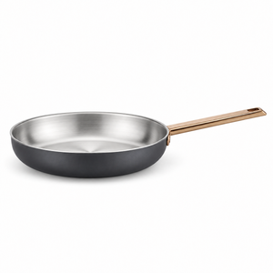 Factory Supply Wholesale 11Pieces 2-ply Stainless Steel Cookware Sets 2-ply Kitchen Cooking Frying Pan Set with Golden Handle 