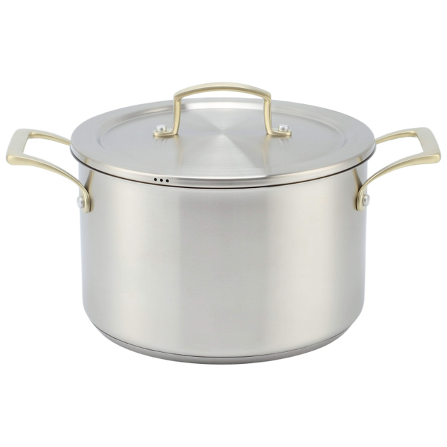 Factory Supply Stainless Steel Pots And Pans 8PCS Cookware Set With Golden Handle And Lid Brazed Bottom Cookware Set Casserole