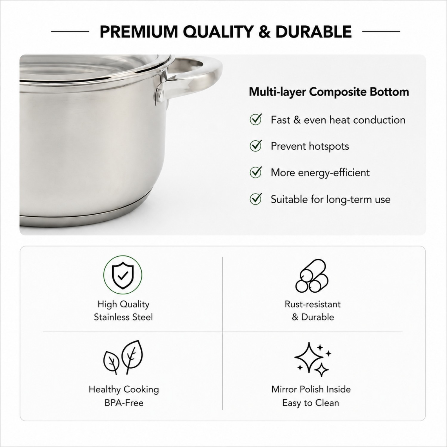 New Factory Custom Kitchen Stainless Steel Soup Steamer Pot Set With Glass Lid Stainless Steel Cooking Pot Set Cookware Sets