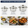 2026 Factory New Arrival Multipurpose Wholesale Custom Kitchen Stainless Steel Cooking Pot Casserole Set Pot 6 Pieces Cookware Sets