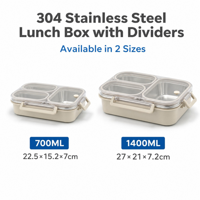 2026 New Design 304/316 Stainless Steel Fresh-keeping Box Student Bento Box Lunch Box Heating Food Grade Microwave Sealed Box 