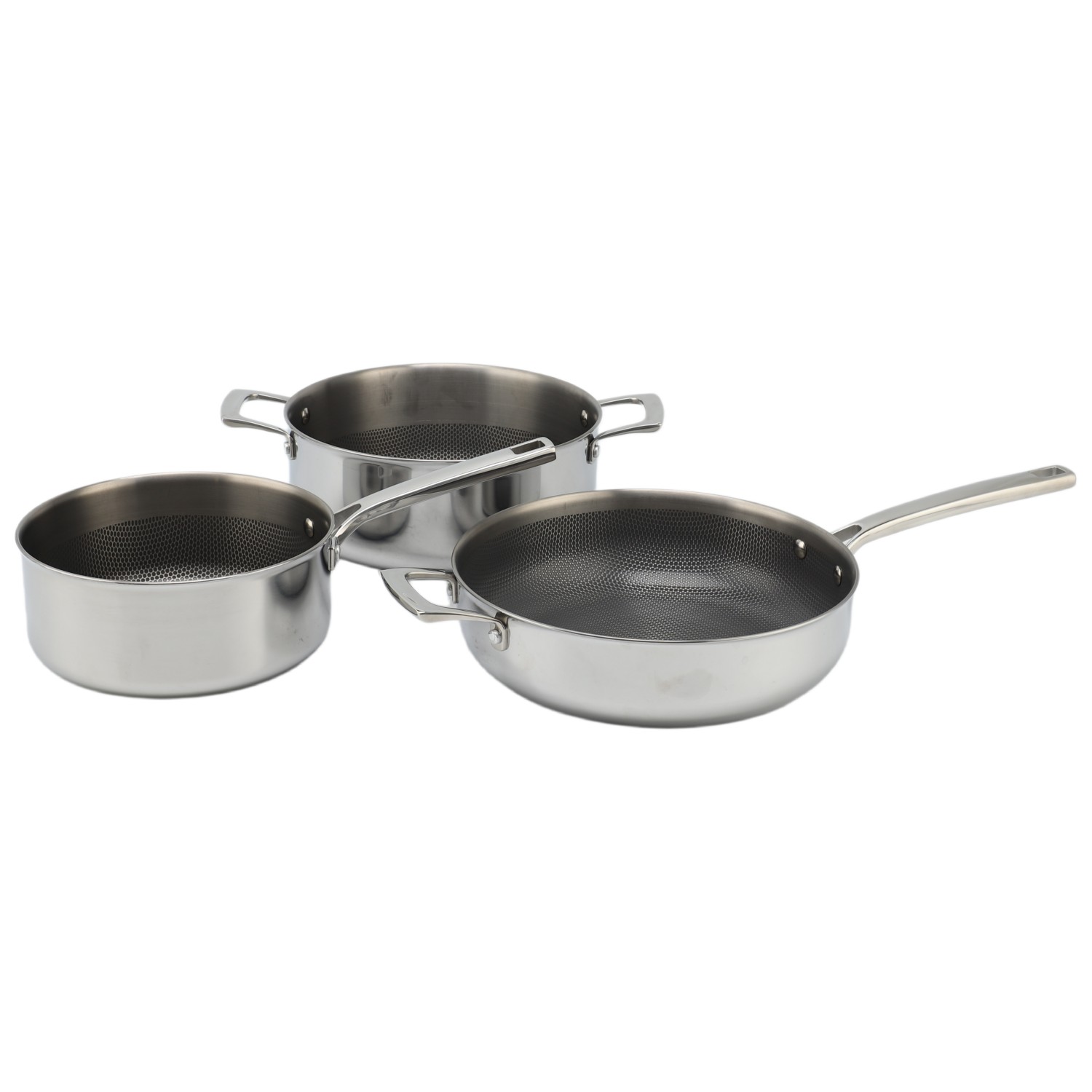 Factory New Arrival Multipurpose Hybrid Tri-Ply Stainless Steel Saute Pan with Cover and Helper Handle Stainless Steel Deep Frying Pans Saute Pan