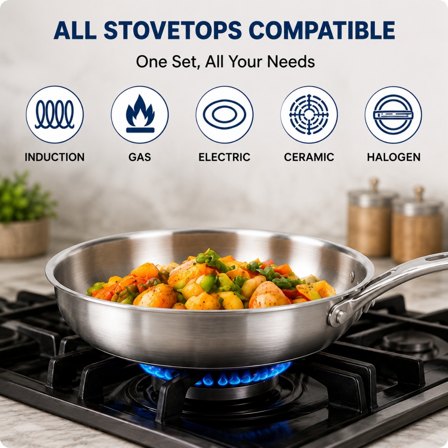 Factory New Arrival 10 Piece High Quality Wholesale 18/10 Triply Stainless Steel Pots and Pans Cookware Set Saucepan Frying Pan
