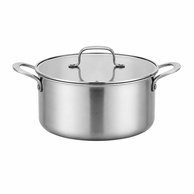 Factory Supply 9 Piece High Quality Wholesale 18/10 Triply Stainless Steel Pots and Pans Cookware Set Casserole Frying Pan