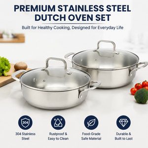 Hot Sale Factory Supply Stainless Steel Pots Cookware Set With Handle And Lid Brazed Bottom Cookware Set Dutch Oven Casserole