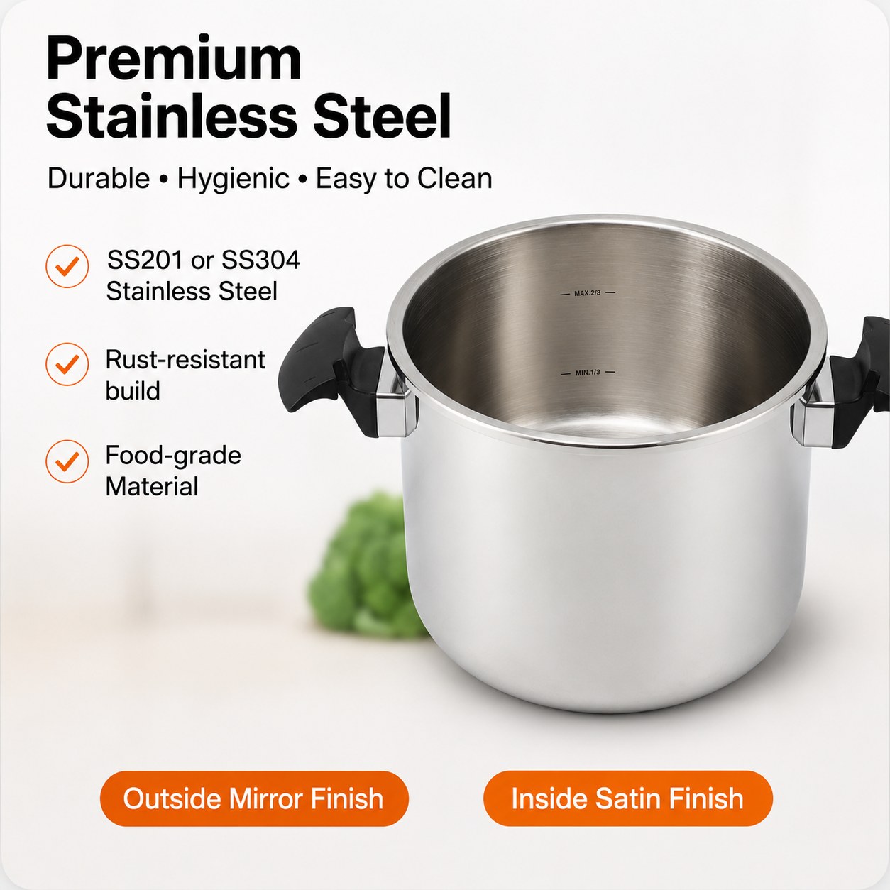 Factory Supply Multi-Functional Stainless Steel Pressure Cooker 4L 6L 8L 10L Sizes Stainless Steel Fast Cooking Pressure Cooker
