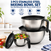 Factory Supply Stainless Steel Mixing Bowls Non Slip Nesting Whisking Bowls Set with PE Lids Kitchen for Salad Cooking Baking