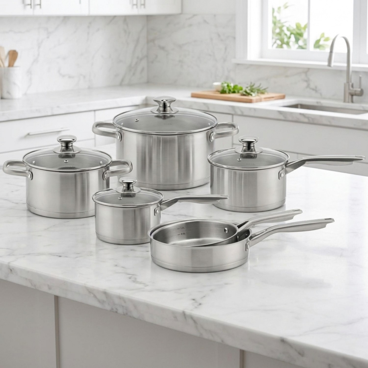 Factory New Arrival Stainless Steel Cookware Set with Handle Cooking Pots Brazed Bottom Cookware Set Casserole Set Soup & Stock Pots With Lids