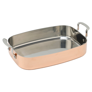 Factory Wholesale Tri-ply Copper Roaster Au & Baking Pans Rectangular Shape Dishwasher Safe Roaster With Side Handle Easy Clean