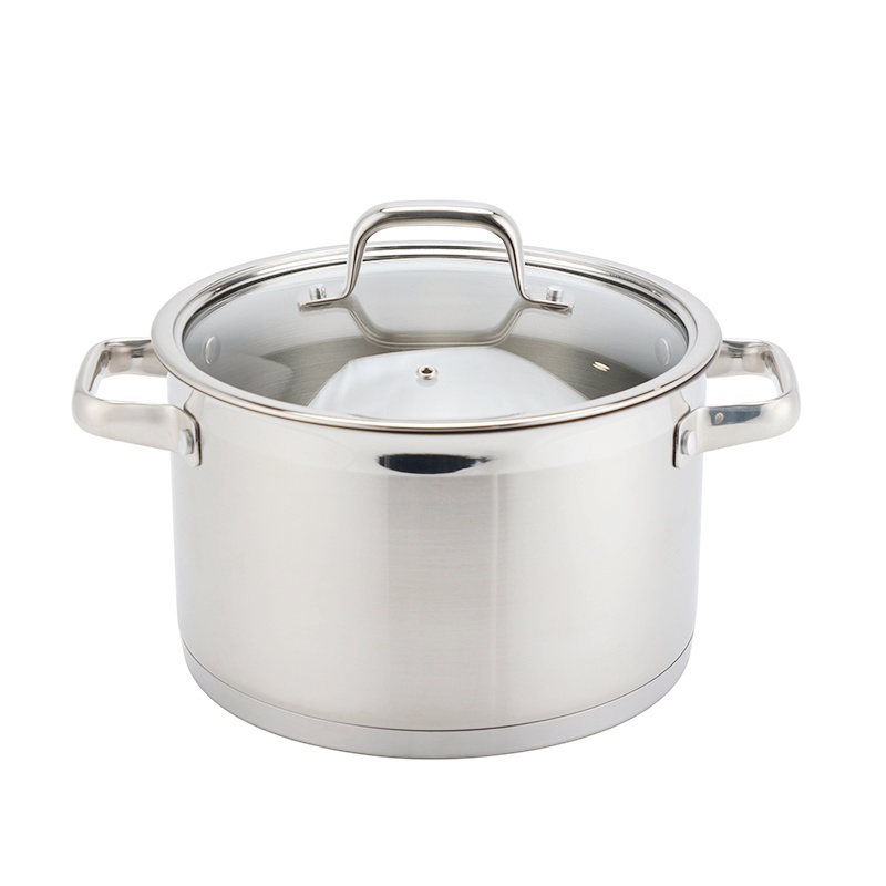 Factory New Arrival Stainless Steel Cookware Set with Handle Cooking Pots Impact Bonded Bottom Cookware Set Saucepan Saute Pan
