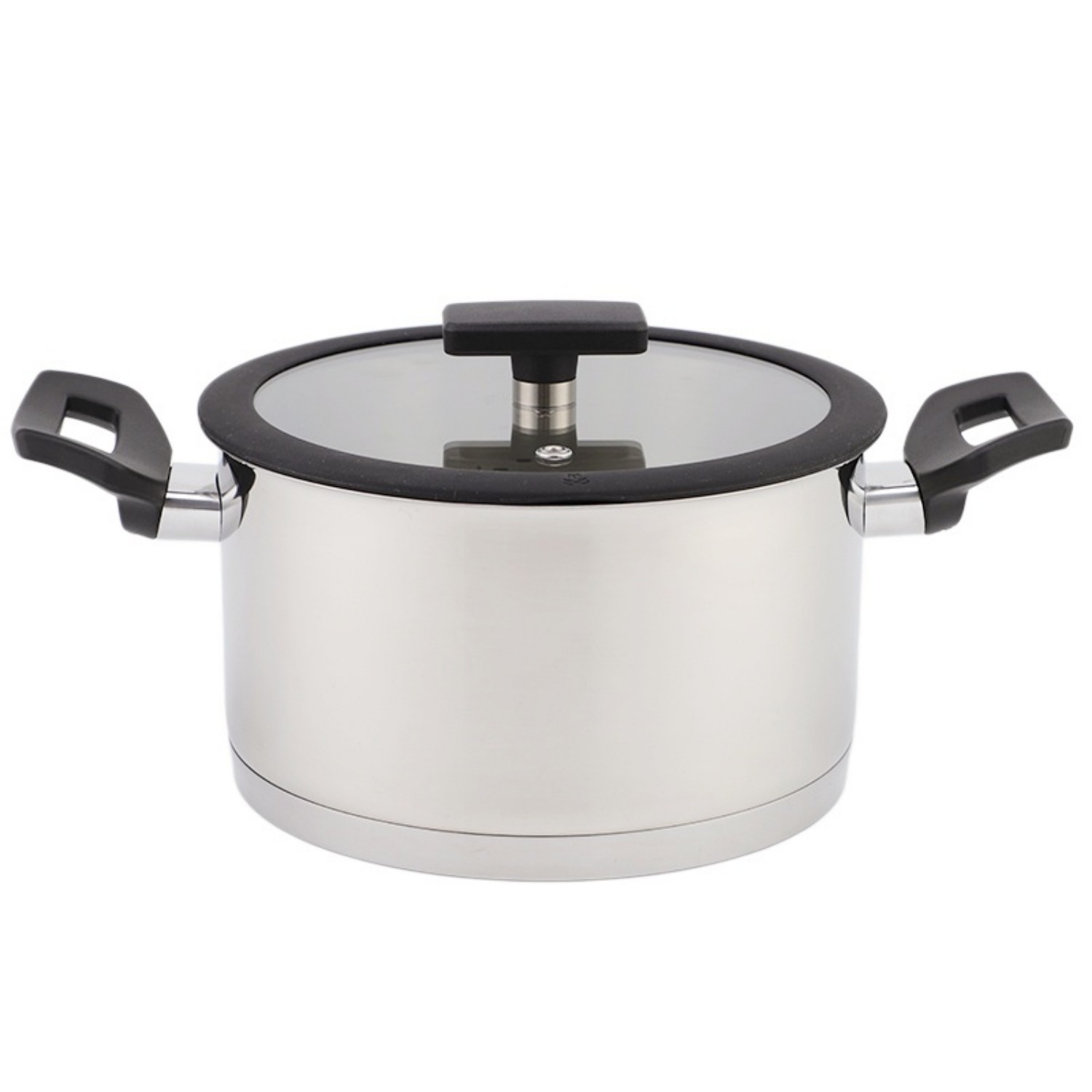 Wholesale Custom 9 Piece Nylon Black Handle Stainless Steel Impact Bonded Bottom Pots And Pans Non-Toxic Kitchen Cookware Set