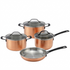 Black Handle Copper Triply Stainless Steel Casserole Pot Glass Lid 16/20/24/26/28cm Classic Kitchen Cooking Saucepan Frypan