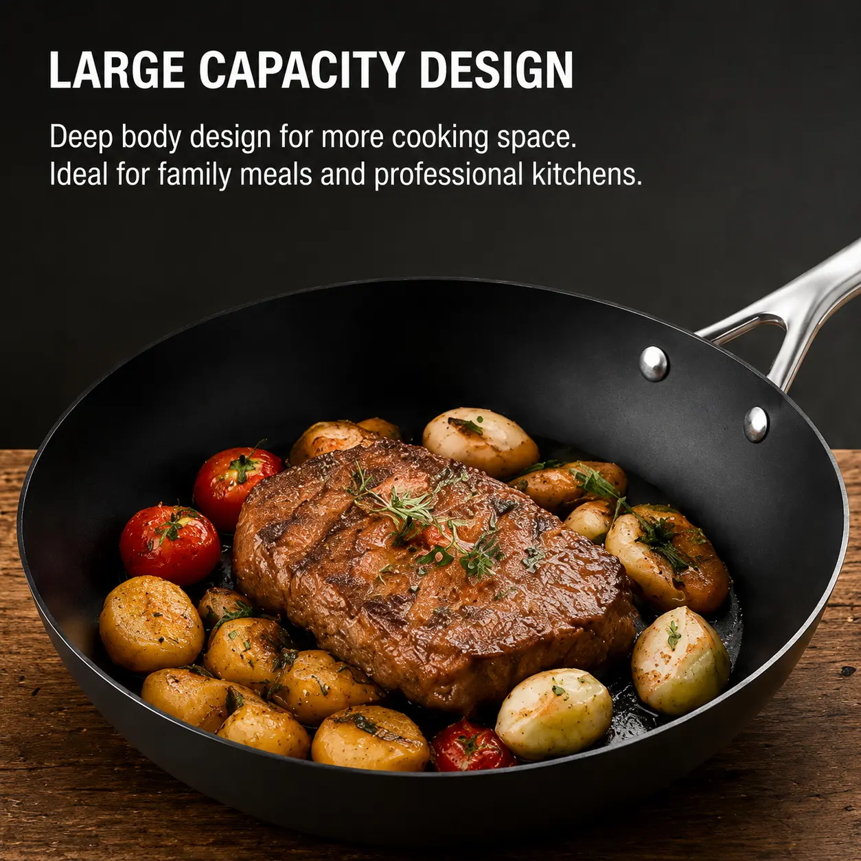 Factory New Arrival Design 20/22/24/26/28/30CM Carbon Steel Naturally Non Stick Frying Pan Skillets Induction Compatible