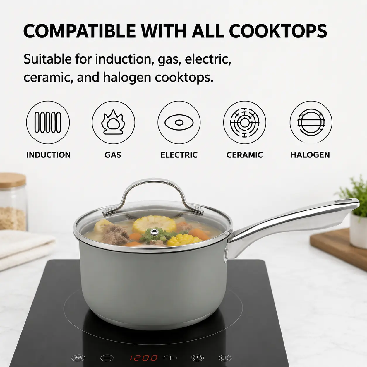Factory Supply Stainless Steel Pots and Pans 8PCS Cookware Set With Stainless Steel Handle and Lid Brazed Bottom Pots Casserole