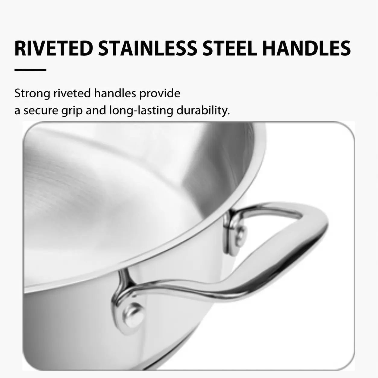 Factory Supply Stainless Steel Shallow Pot With Stainless Steel Handle and Glass Lid Brazed Bottom Pots Shallow Pot All Cooktops