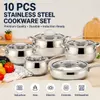 Factory New Arrival Stainless Steel Cookware Set with Handle Apple Shape Cookware Brazed Bottom Cookware Set Saucepan Casserole
