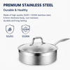 Factory Supply Stainless Steel Saute Pans With Stainless Steel Handle and Glass Lid Brazed Bottom Pans Saute Pans All Cooktops
