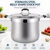 Factory Supply Wholesale Stainless Steel Belly Shape Cooking Pot Set with Stainless Steel Lid Large Capacity Soup Pot Stockpot