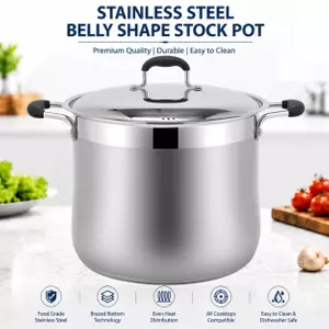 Factory Supply Wholesale Stainless Steel Belly Shape Cooking Pot Set with Stainless Steel Lid Large Capacity Soup Pot Stockpot