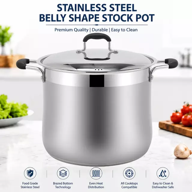 Factory Supply Wholesale Stainless Steel Belly Shape Cooking Pot Set with Stainless Steel Lid Large Capacity Soup Pot Stockpot