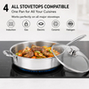 Factory New Arrival Multipurpose Tri-Ply Stainless Steel Saute Pan with Cover and Helper Handle Stainless Steel Deep Saute Pan