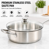 Hot Sale Factory New Arrival Non-coating Pan Stainless Steel Frying Pan with Handle Cooking Pots Brazed Bottom Saute Pan