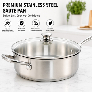 Hot Sale Factory New Arrival Non-coating Pan Stainless Steel Frying Pan with Handle Cooking Pots Brazed Bottom Saute Pan