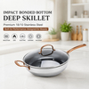 2026 New Multipurpose Impact Bonded Bottom Stainless Steel Saute Pan with Cover And Helper Handle Stainless Steel Deep Saute Pan