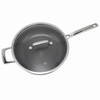Factory New Arrival Multipurpose Hybrid Tri-Ply Stainless Steel Saute Pan with Cover and Helper Handle Stainless Steel Deep Frying Pans Saute Pan