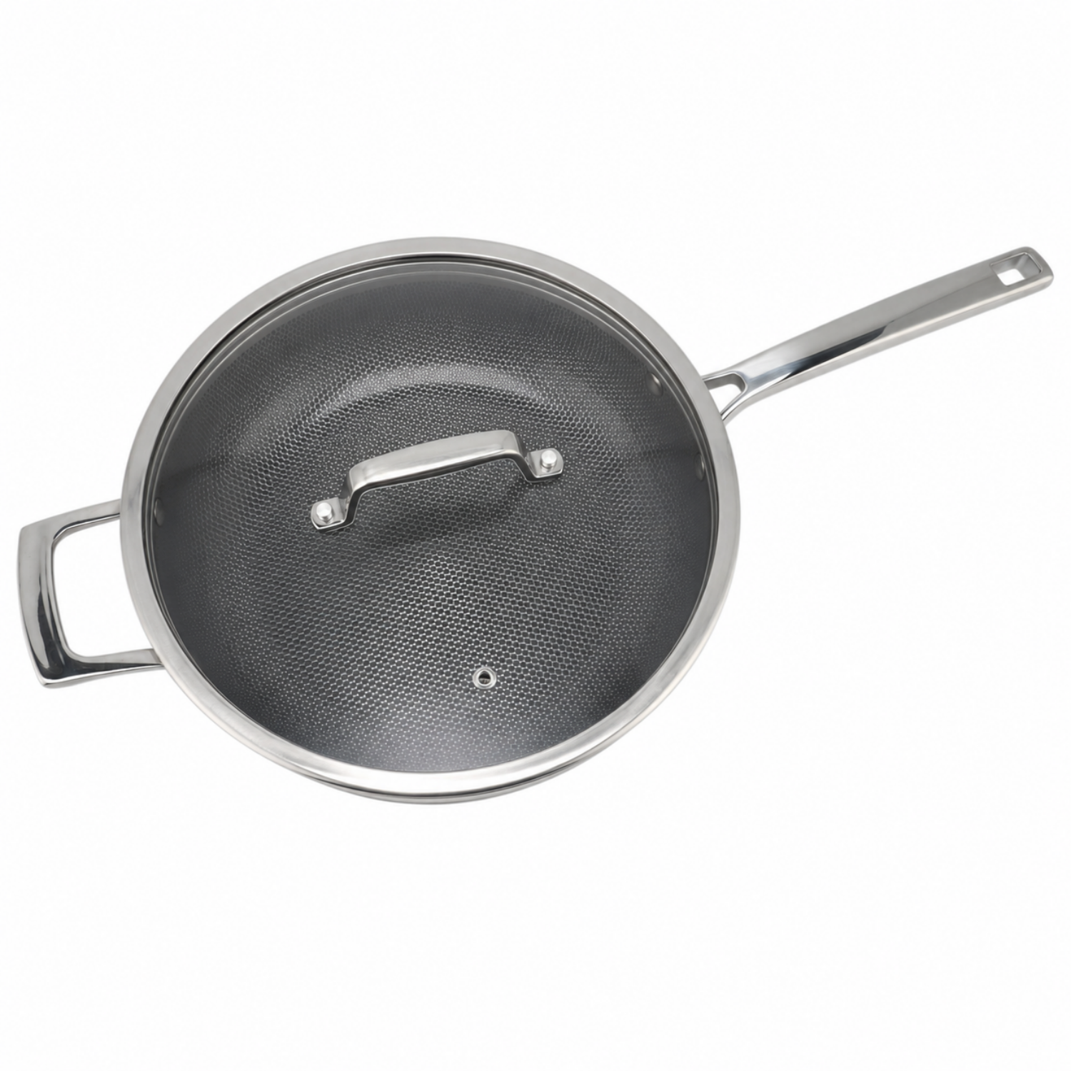 Factory New Arrival Multipurpose Hybrid Tri-Ply Stainless Steel Saute Pan with Cover and Helper Handle Stainless Steel Deep Frying Pans Saute Pan