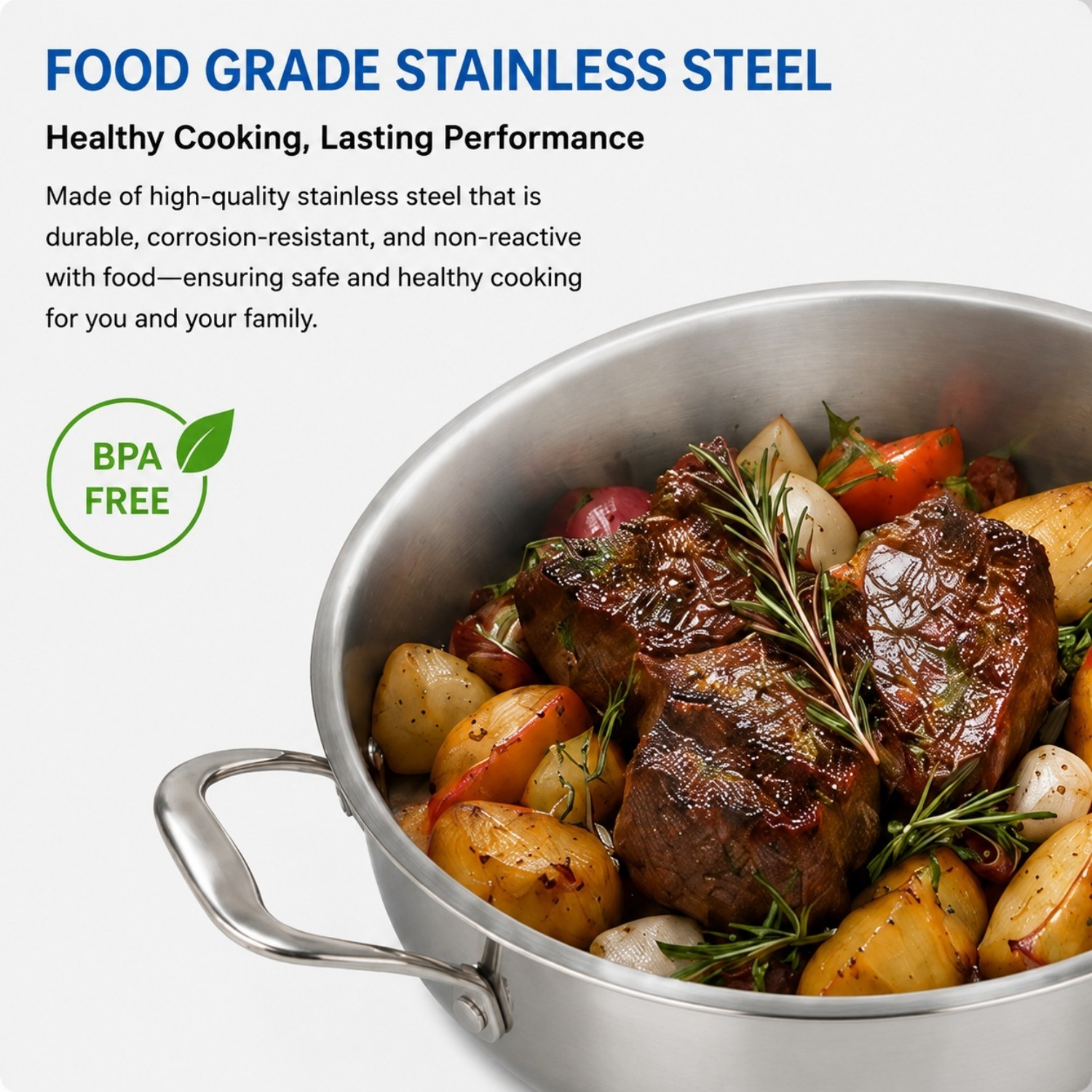 Factory New Arrival Tri-ply Stainless Steel Dutch Oven Cooking Pot Set Eco-Friendly Oven Safe Tempered Glass Lid Dishwasher Safe