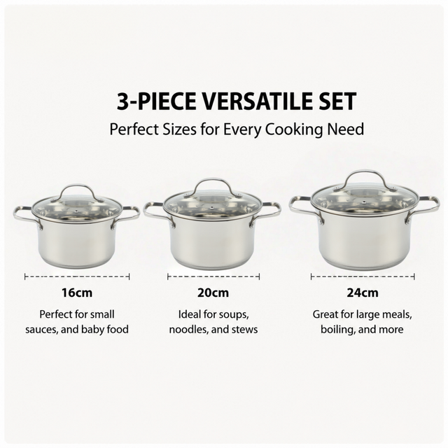 Factory Supply Stainless Steel Pots And Pans Cookware Set With Handle And Glass Cover Brazed Bottom Cookware Set Casserole
