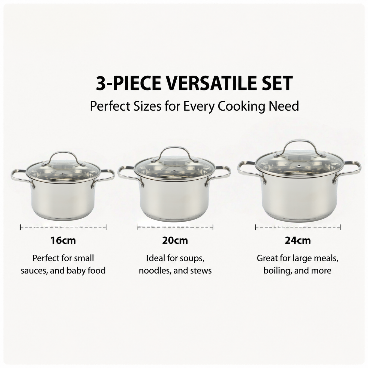 Factory Supply Stainless Steel Pots And Pans Cookware Set With Handle And Glass Cover Brazed Bottom Cookware Set Casserole
