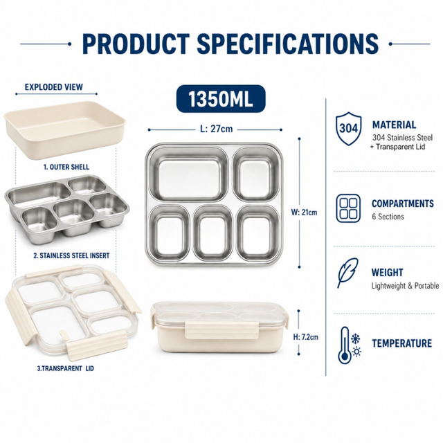New Design 304/316 Stainless Steel Fresh-keeping Box Student Bento Box Lunch Box Heating Food Grade Microwave Sealed Box 