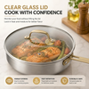 Factory New Arrival Multipurpose Tri-Ply Stainless Steel Saute Pan with Cover And Golden Handle Stainless Steel Deep Saute Pan