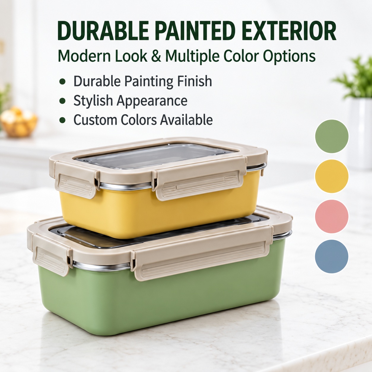 New Design Factory 304 Stainless Steel Fresh-keeping Lunch Box Transparent Lid Leak-proof Food Grade Microwave Sealed Box