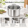 Factory Supply Tri-ply Stainless Steel Tall Stockpot Set With Stainless Steel Handle & Glass Lid Stockpot Suitable All Cooktops