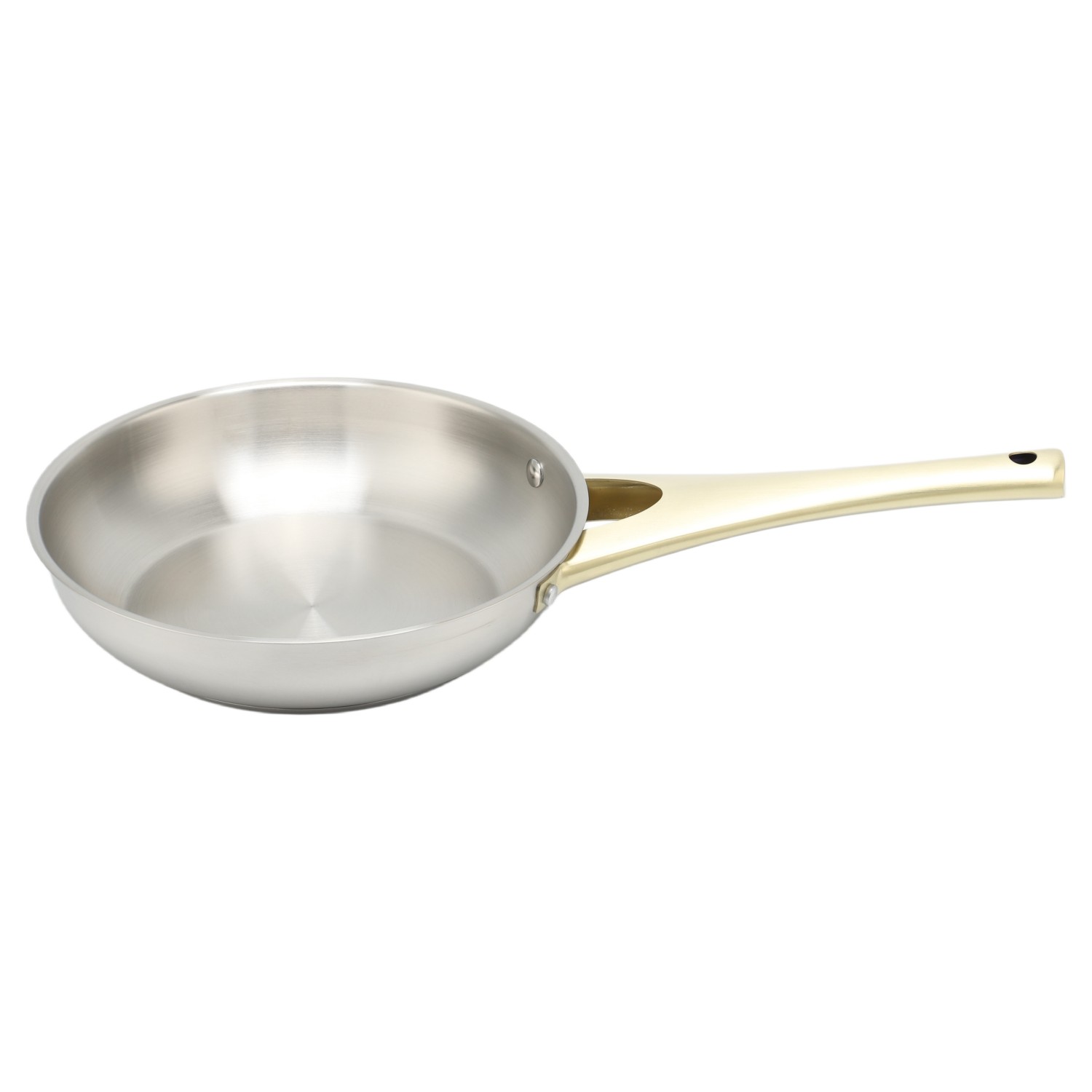 Factory New Arrival Stainless Steel Cookware Set with Golden Handle Cooking Pots Brazed Bottom Cookware Set Saucepan Frypan