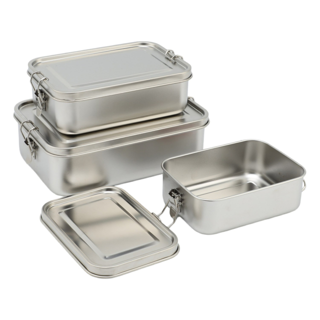 Stainless Steel High Capacity 1-3L Food Container Stainless Steel Lid Lightweight Portable Heatable Lunch Box