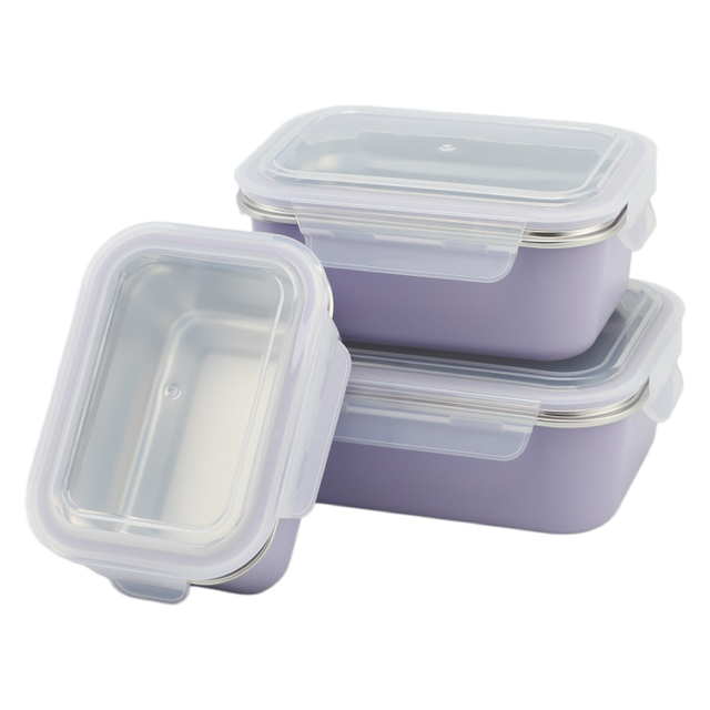 Rectangular Portable Stainless Steel Lunch Box Container with Lid and Cover to Store Food Dishwasher Freezer Safe
