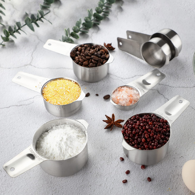 Custom Hot Sell 19 Piece Stainless Steel Measuring Cups and Spoons Set With Handle