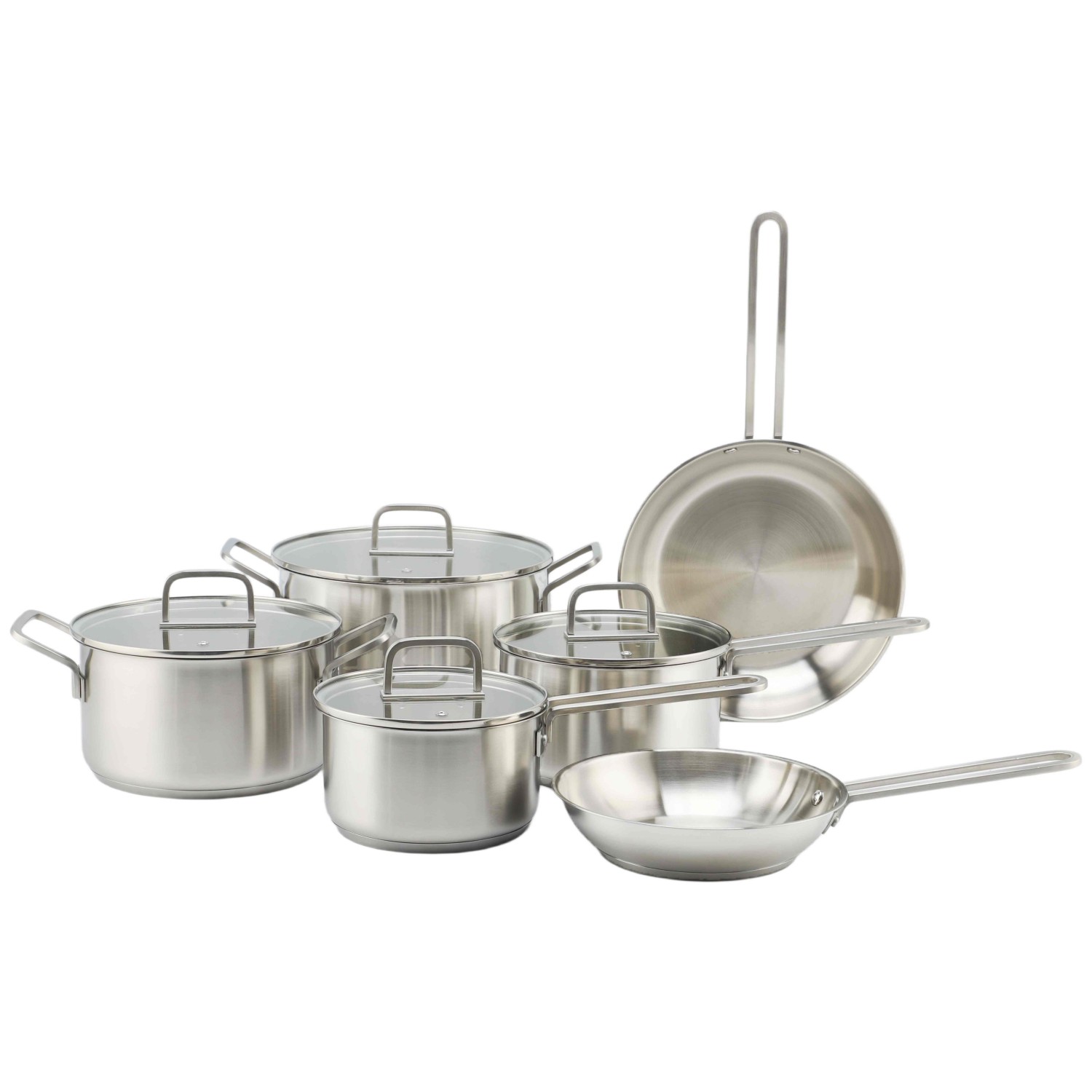 Factory New Arrival Stainless Steel Golden Handle Cookware Set Cooking Pots Impact Bonded Bottom Cookware Set Frypan Saucepan