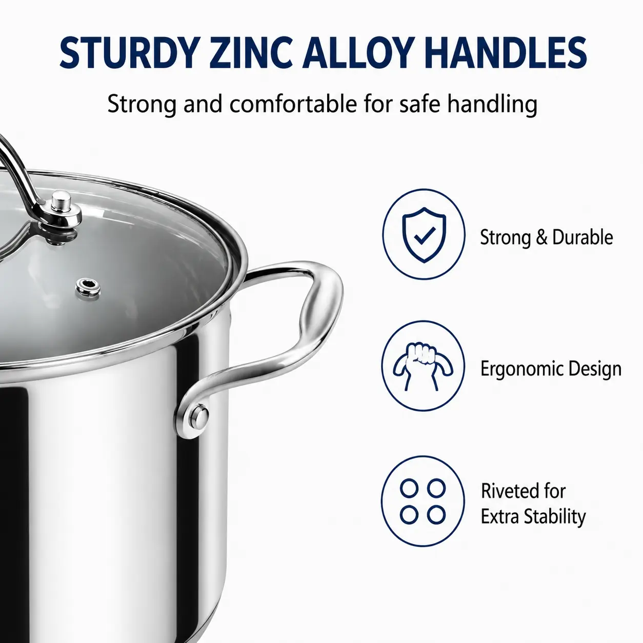 Factory Supply Wholesale Hot Selling Stainless Steel Luxury Cooking Pot Set with Glass Lid Large Capacity Soup Pot Stockpot