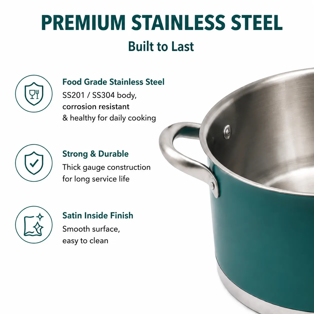 Factory New Arrival Stainless Steel Cookware Set with Handle Cooking Pots and Pans Brazed Bottom Cookware Set Saucepan Casserole